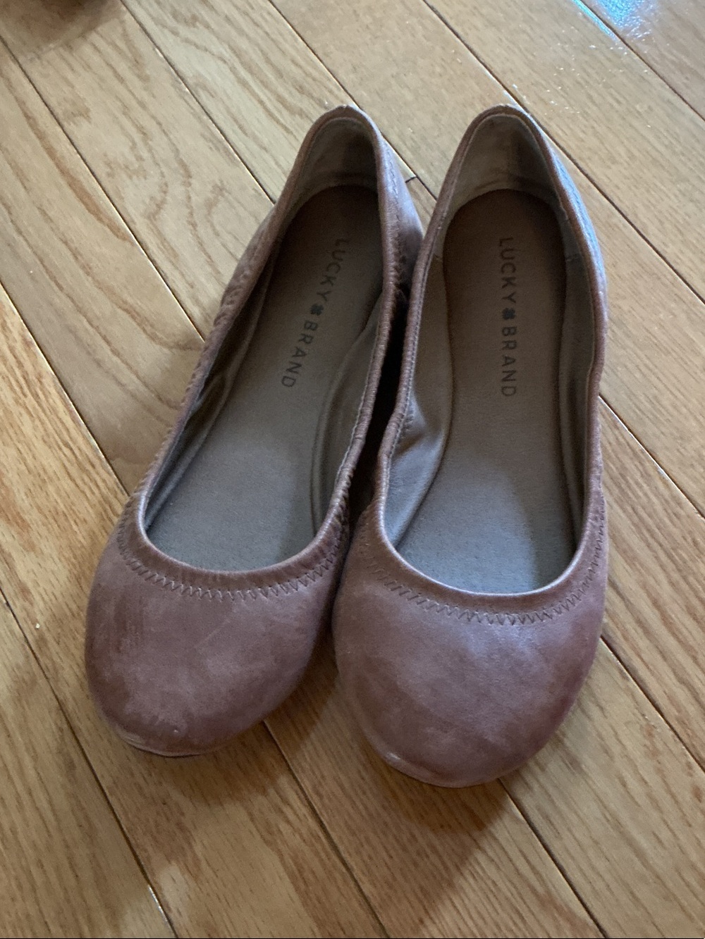 Lucky Brand Taupe Suede Slip-On Ballet Flats